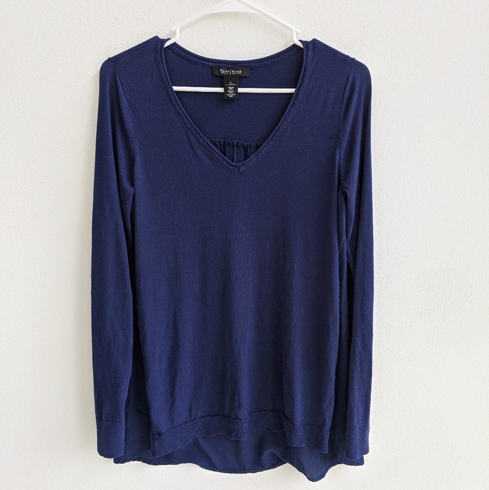 White House Black Market Navy Long Sleeve Sweater